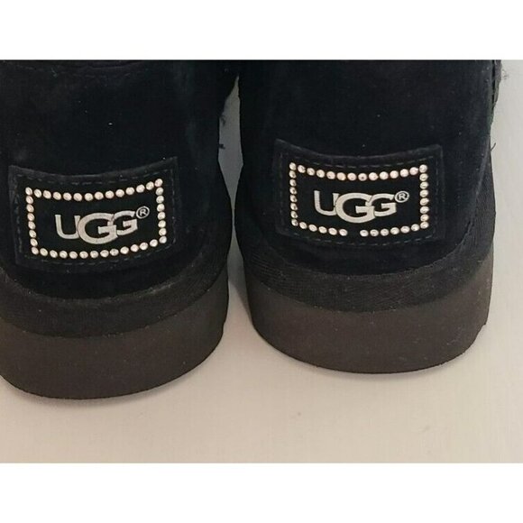 UGG Bailey Button Bling Crystal black Boots 1016553 Womens 6 - Picture 7 of 7